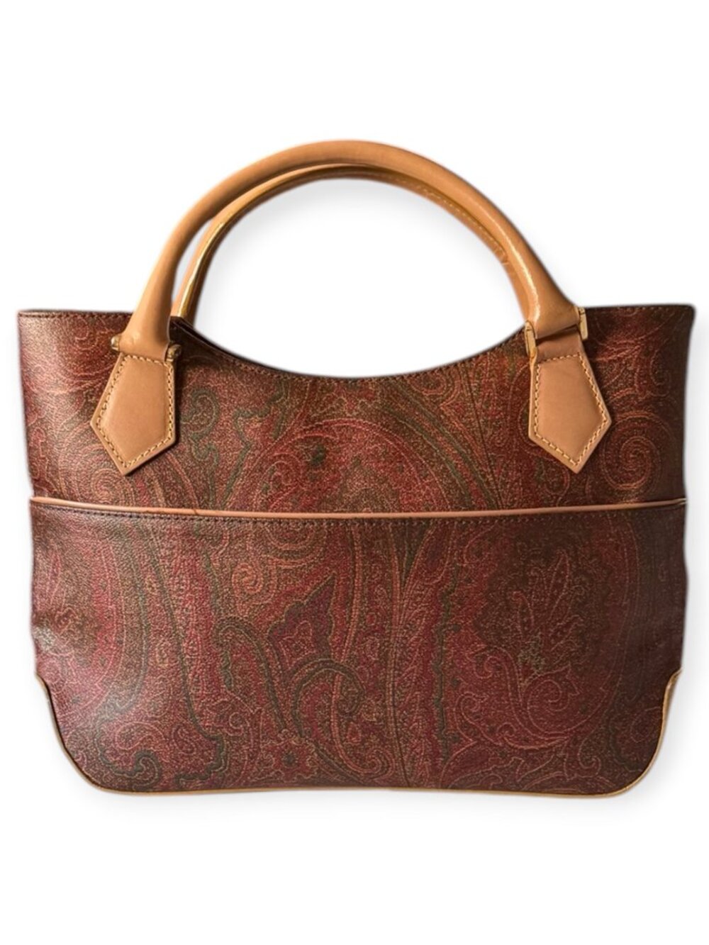 Vintage ETRO Paisley Small Tote Bag | Leather Trim